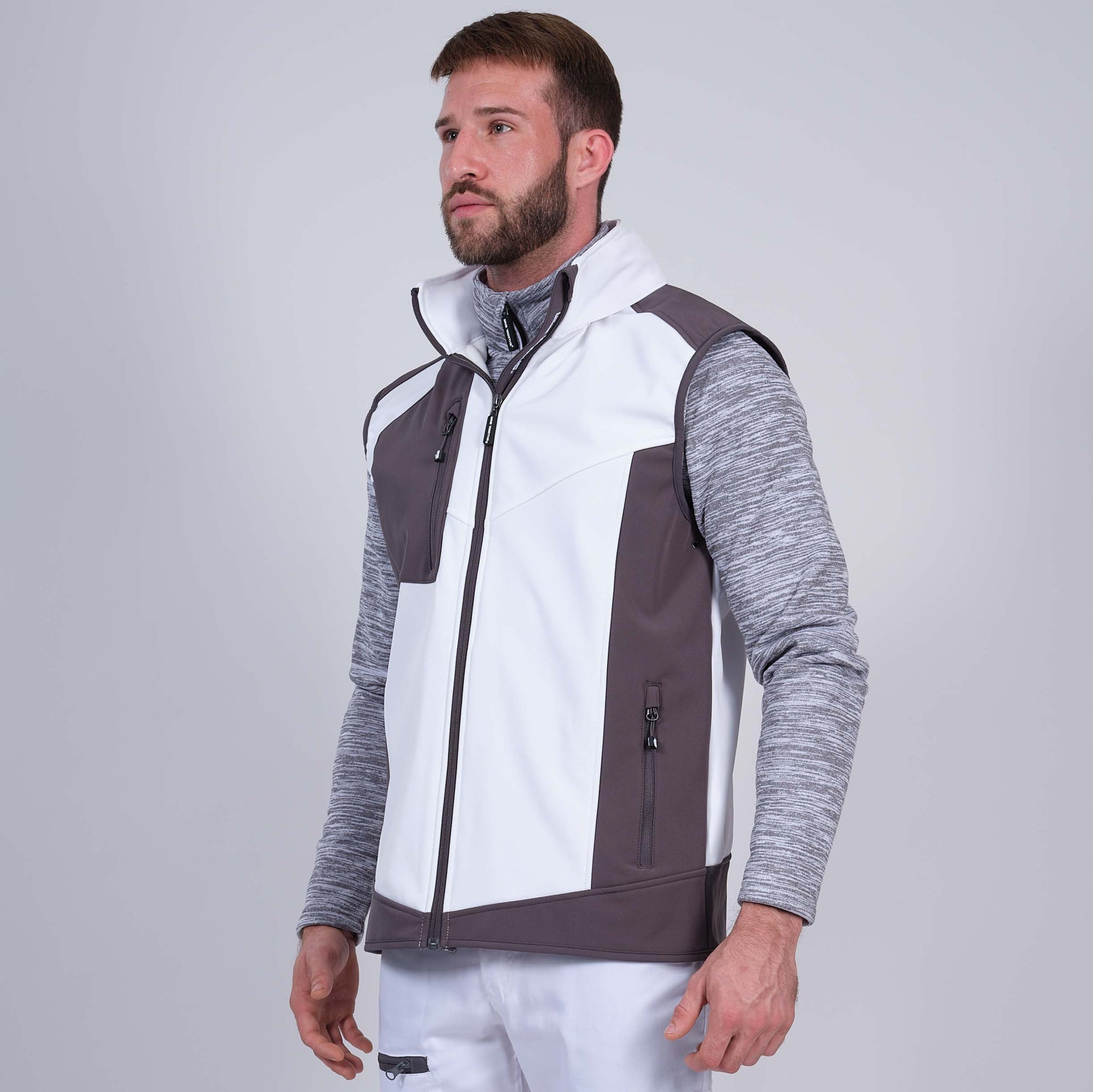 FABIO - GILET DE TRAVAIL SANS MANCHES - 1064 | Blanc / Gris