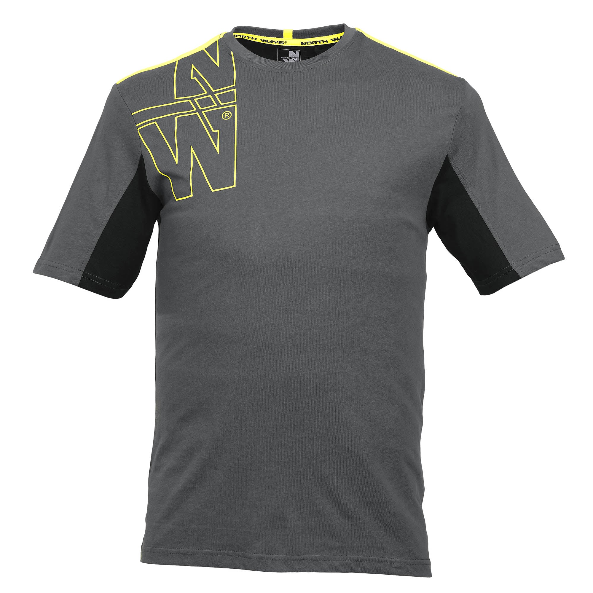 PETER - T-SHIRT MANCHES COURTES - 1210 | Anthracite / Jaune fluo