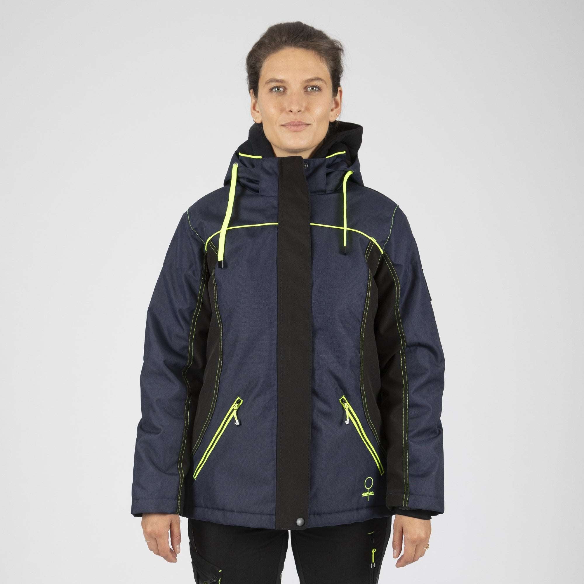 FLAVIE - PARKA DE TRAVAIL - 1504 | Marine / Jaune fluo