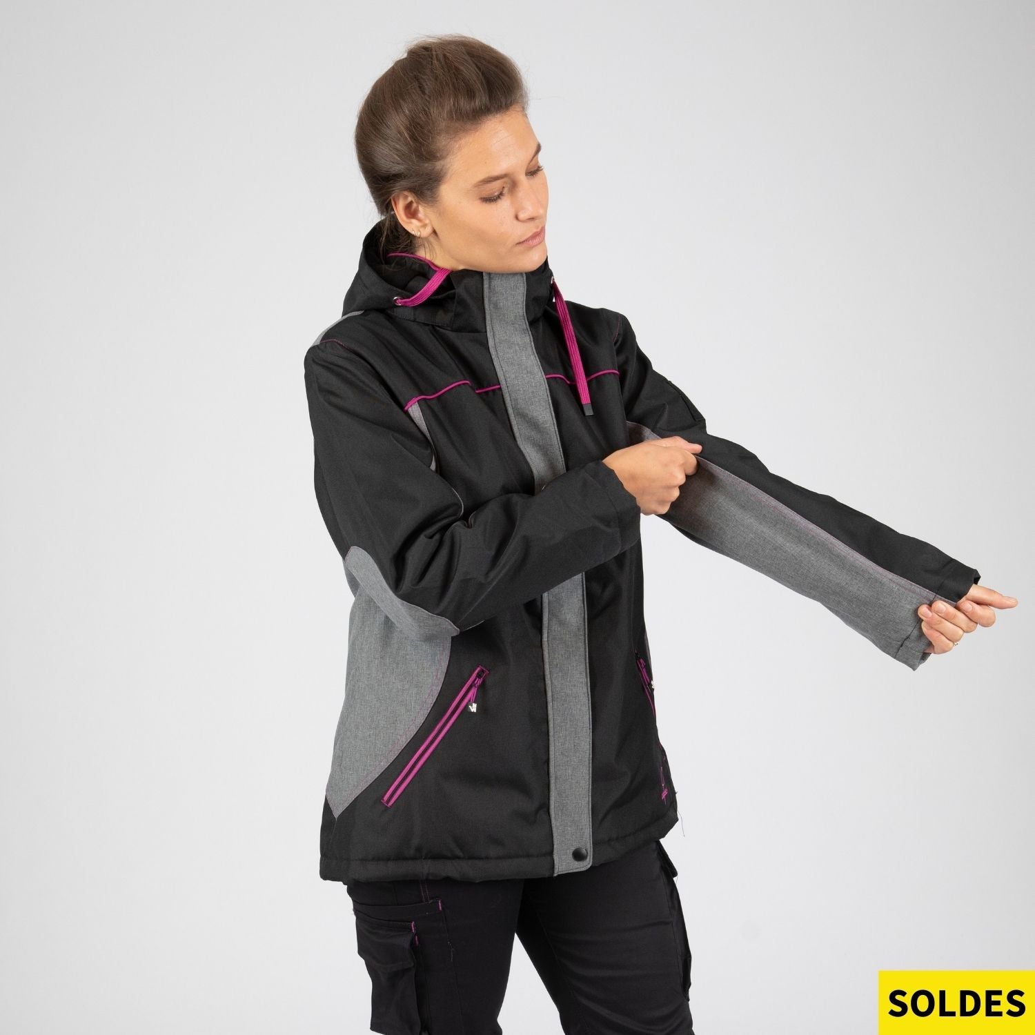 FLAVIE - PARKA DE TRAVAIL - 1504 | Noir / Fushia