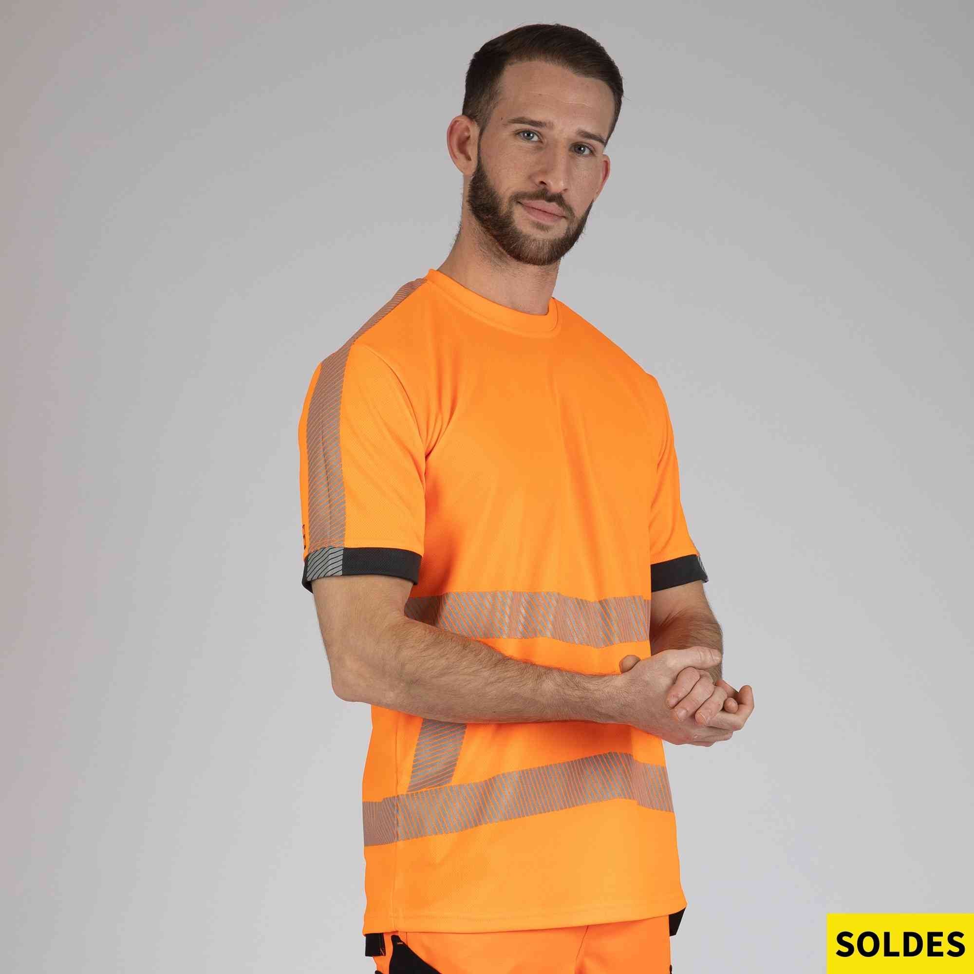 ARMSTRONG - T-SHIRT MANCHES COURTES HV DE TRAVA - 1225 | Orange fluo