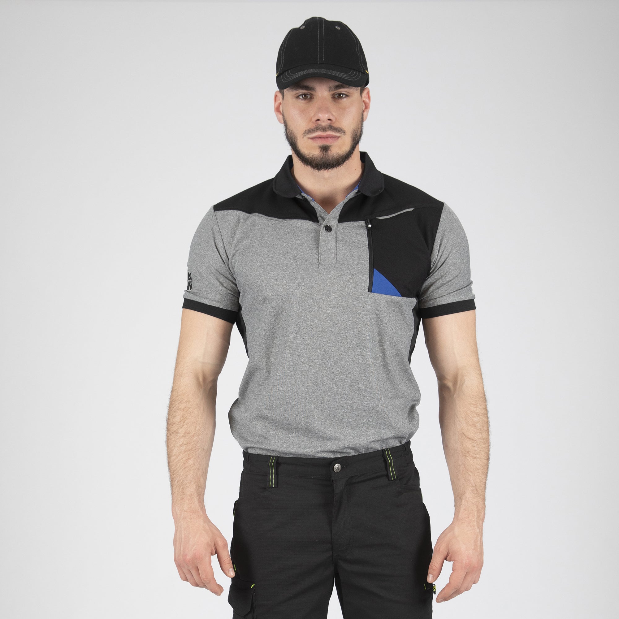 HORTEN - WORK POLO - 1403 | Black / Heather gray